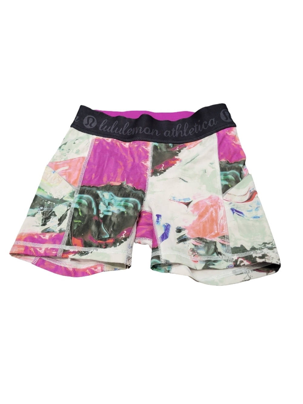 lululemon athletica Pink Black Multicolor Abstract Athletic Shorts